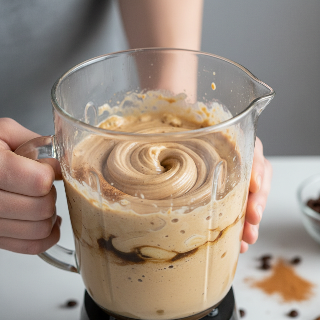 Blending Banana Protein Coffee Smoothie
