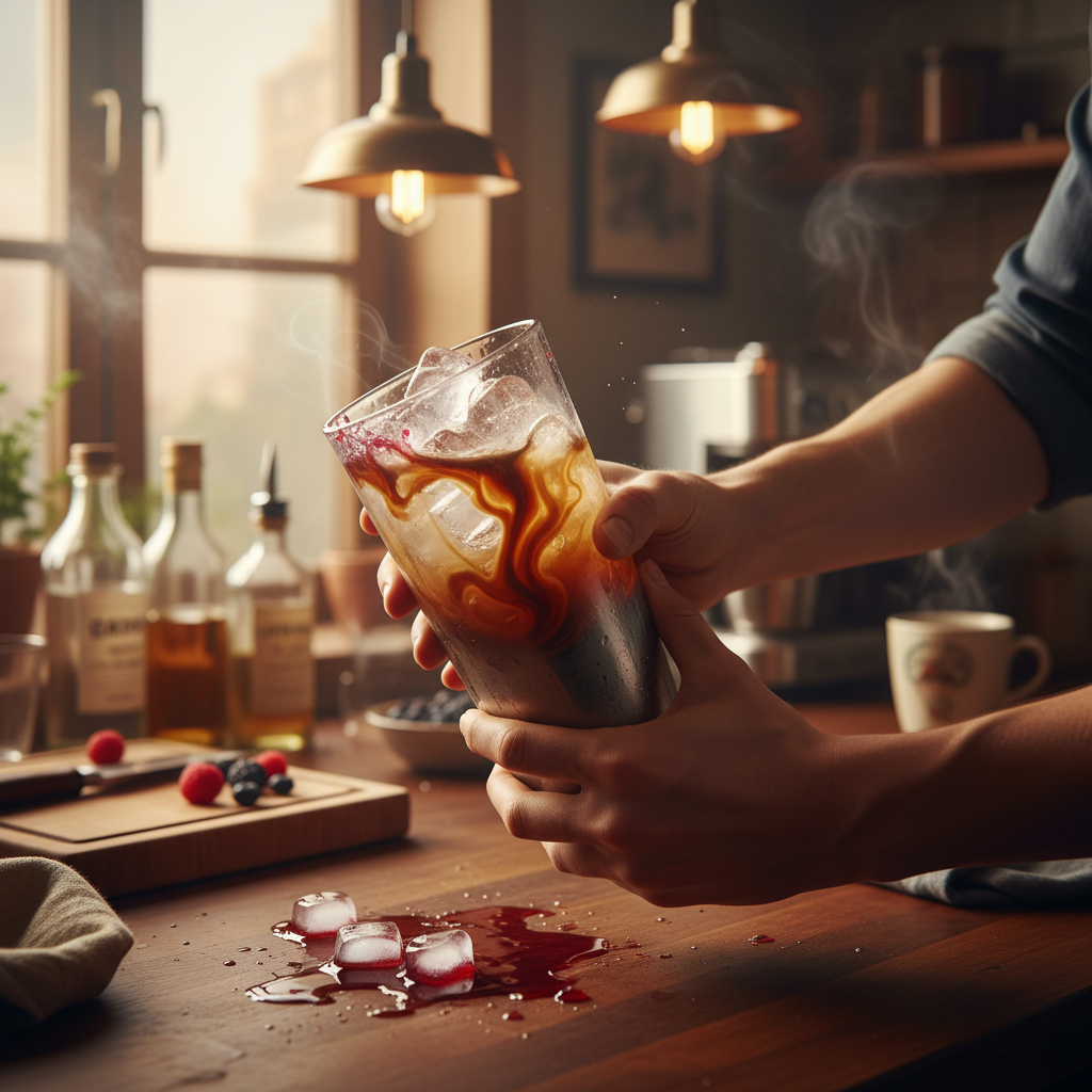 Mixing liqueurs and berry syrup