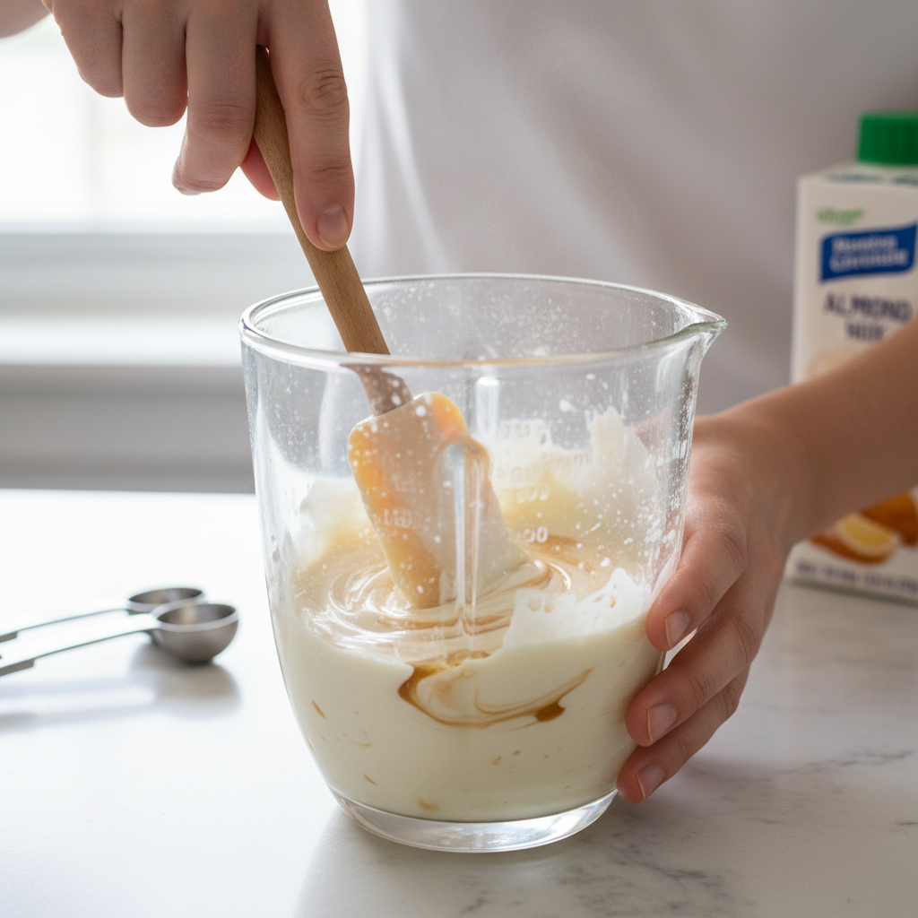 Blending Vanilla Protein Coffee Creamer Ingredients