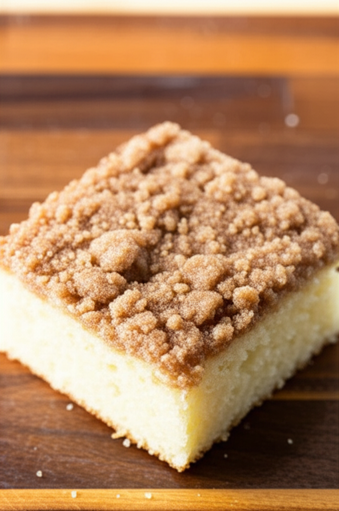 Warm buttery coffee cake fresh out of the oven