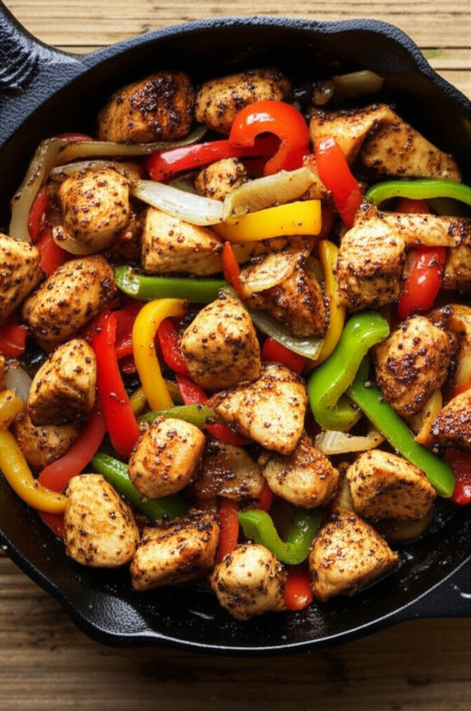 Juicy black pepper chicken with vegetables