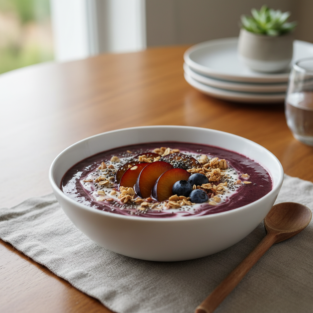 Finished smoothie bowls with attractive toppings