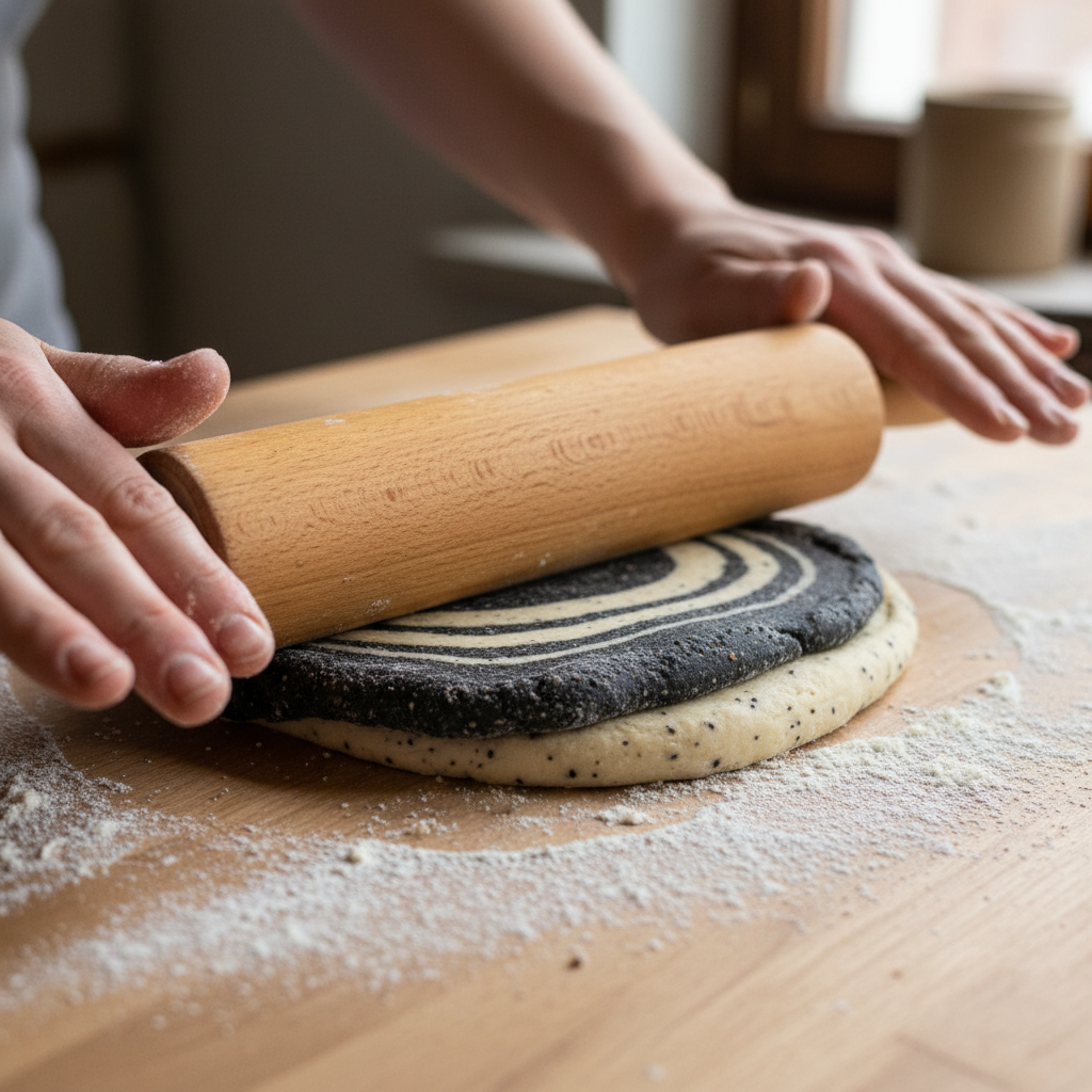 Rolling dough into rectangles