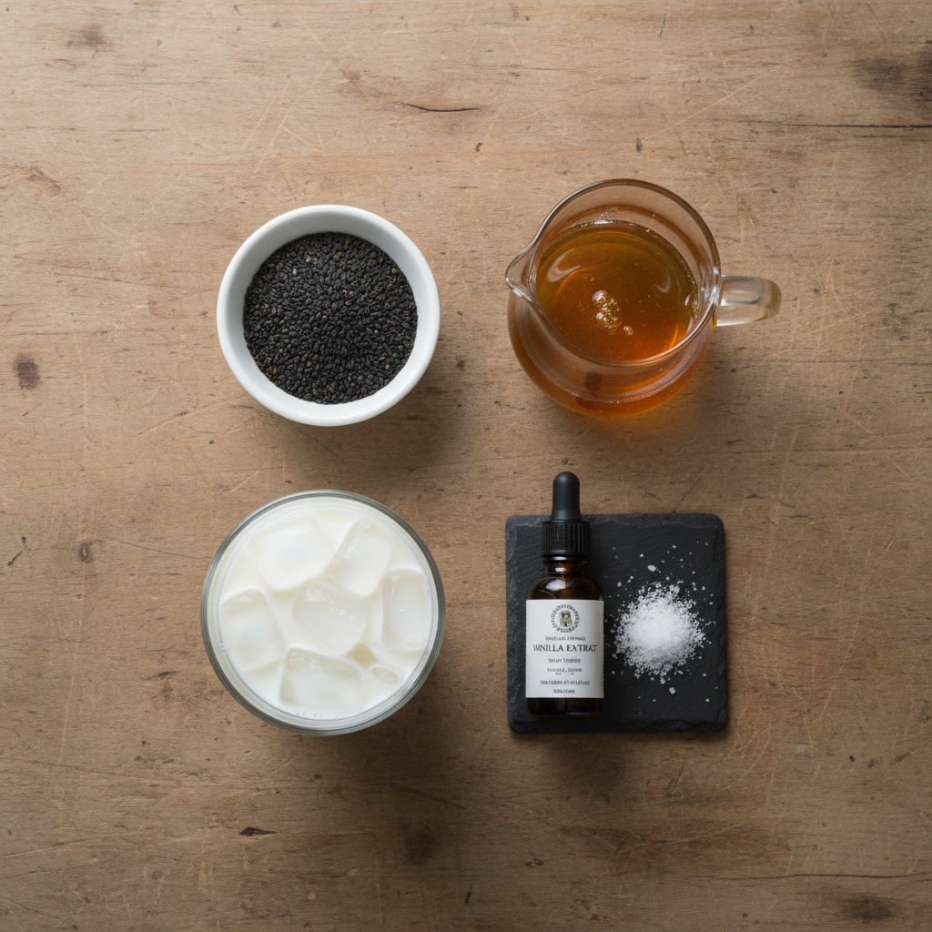 Ingredients for Black Sesame Frappe