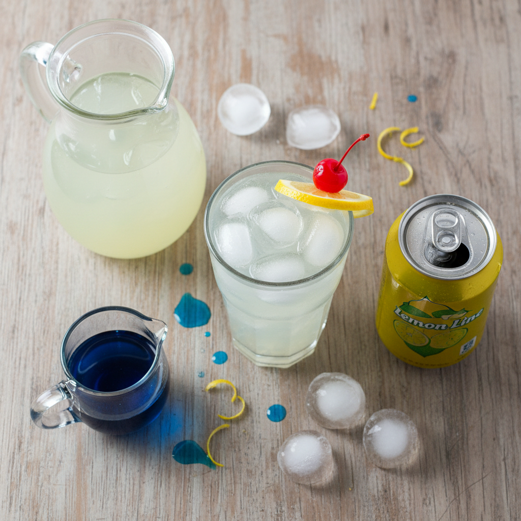 Ingredients for Blue Lagoon Fizz