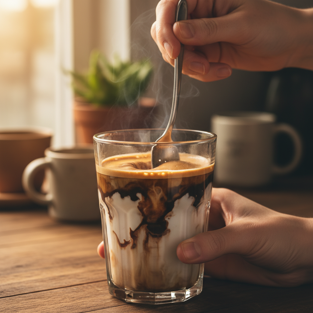 Preparation of Coconutmilk Mocha Macchiato