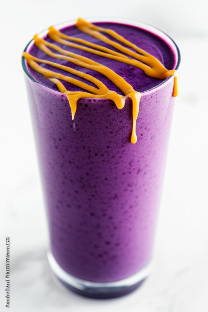 Blueberry Almond Protein Smoothie in a glass