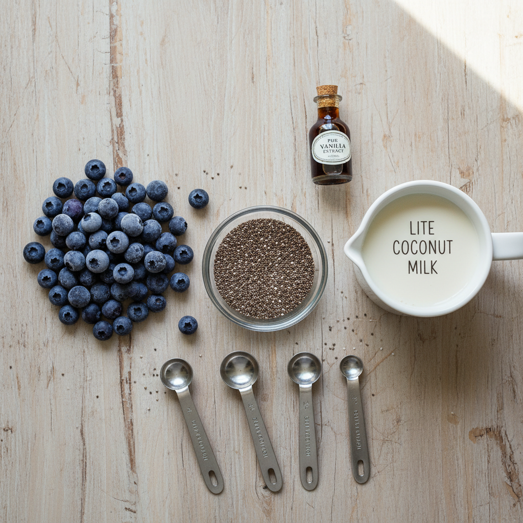 Ingredients for Whole30 breakfast chia pudding