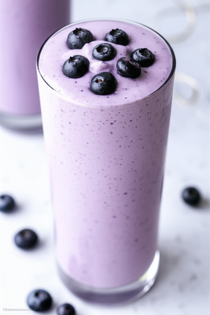 Blueberry Muffin Protein Shake in a Glass