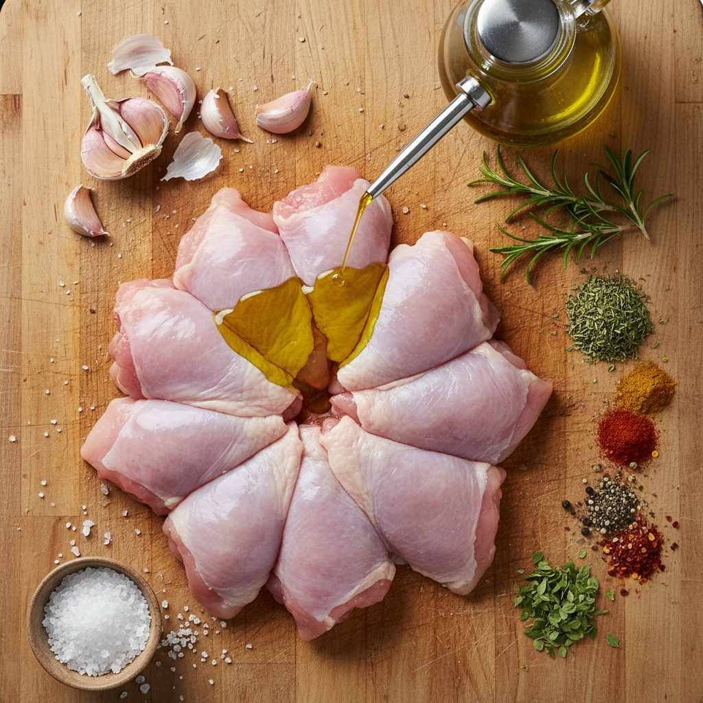 Ingredients for Bobby Flay's Chicken Thighs with Creamy Garlic Sauce