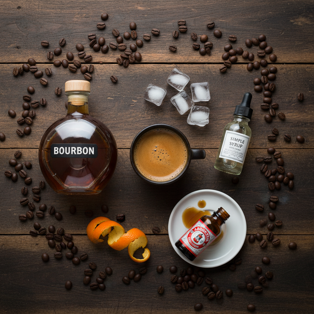 Ingredients for Bourbon Espresso Old Fashioned