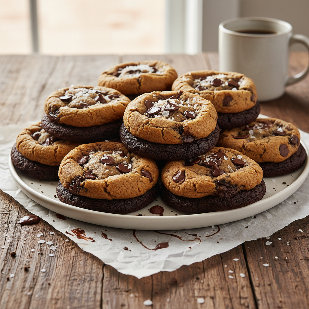 Baked brookies cookies cooling on wire rack