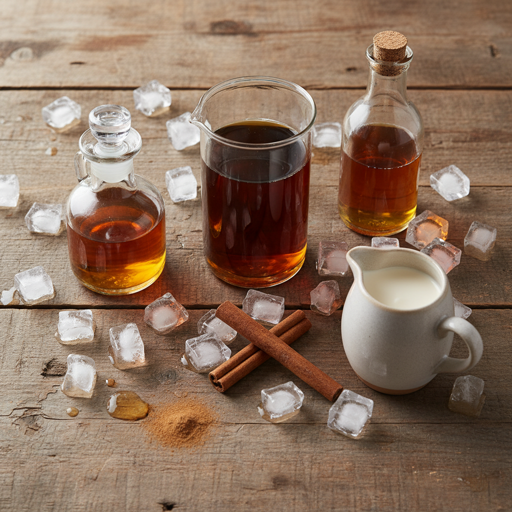 Ingredients for Brown Sugar Bourbon Cold Brew laid out