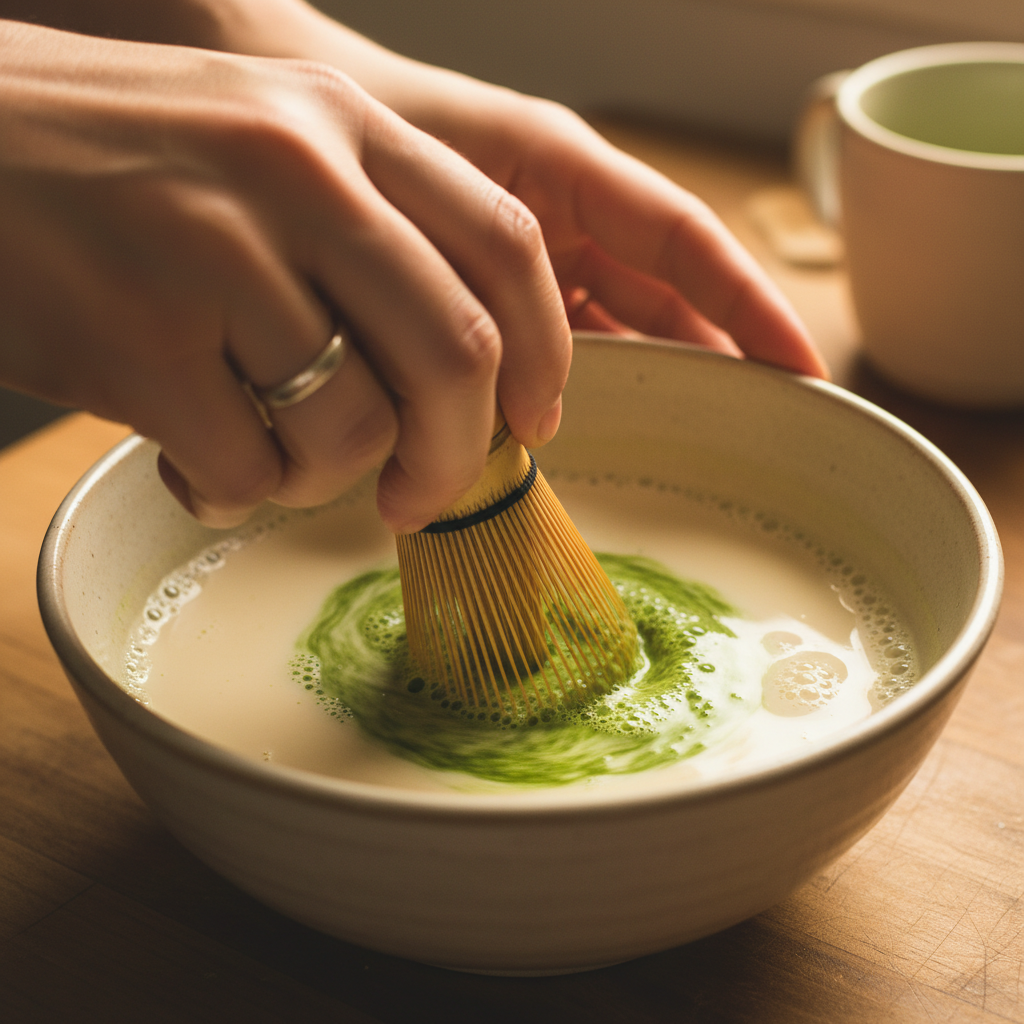 Order Instructions Matcha with Almond Milk and White Chocolate