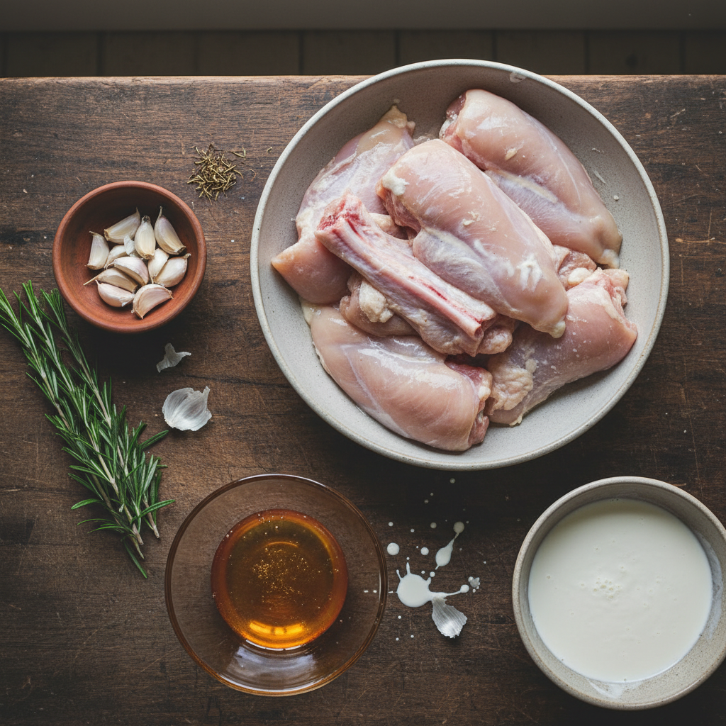 Ingredients for buttermilk roasted chicken