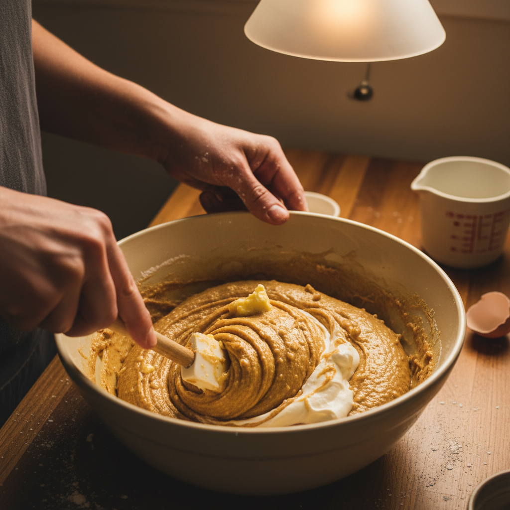 Mixing ingredients for Butterscotch Coffee Cake batter