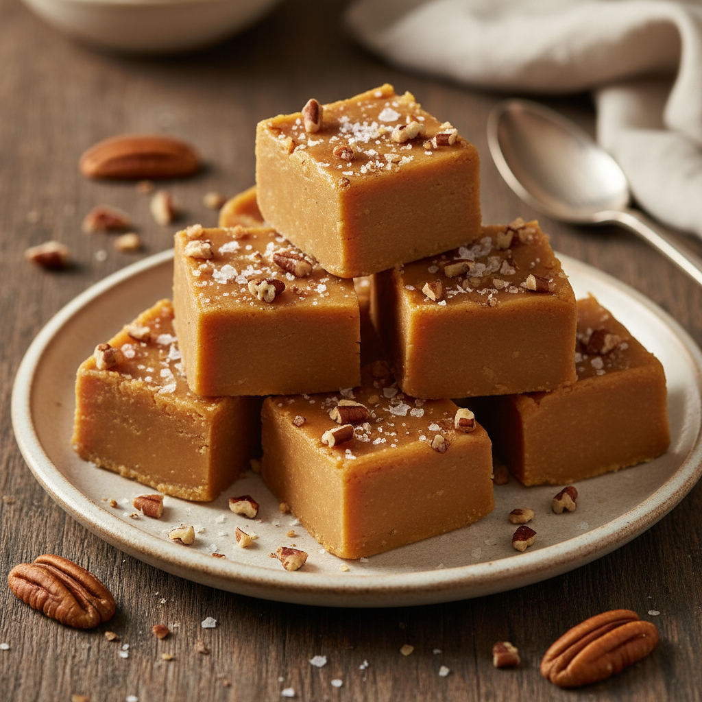 Sliced Butterscotch Fudge ready to serve