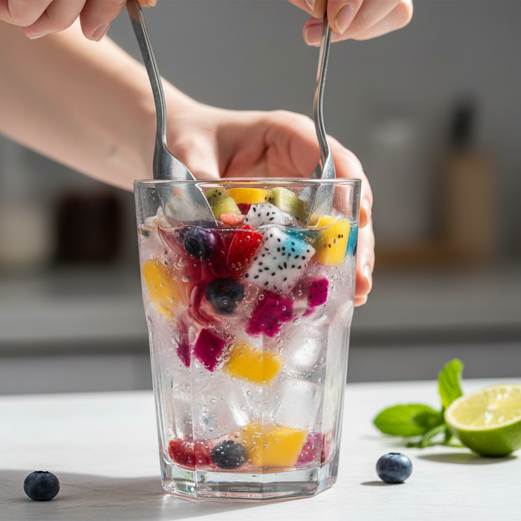 Colorful Sonic water mixes in cups