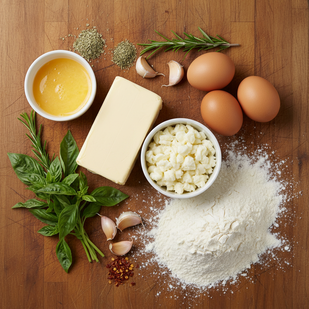 Ingredients for Buttery Cheese Garlic Rolls
