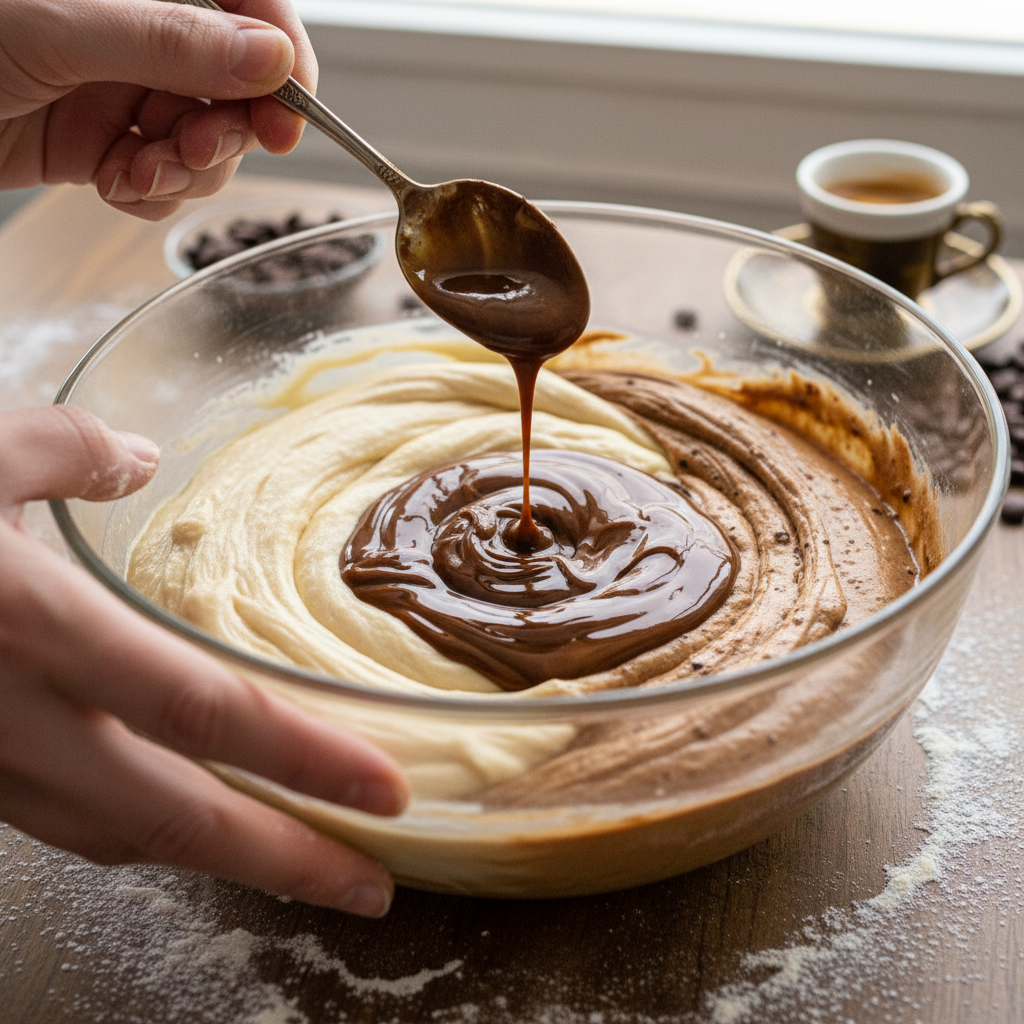 Ingredients for cookie dough and cappuccino swirl