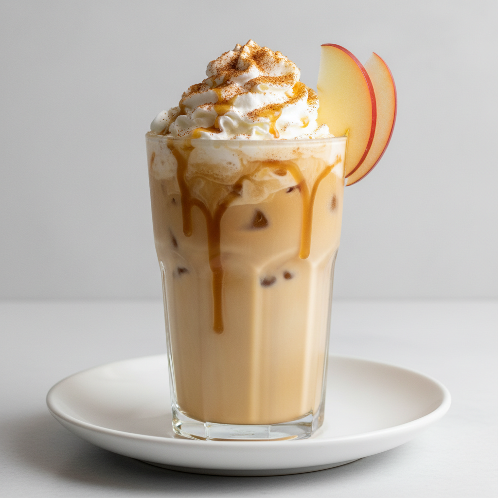 Finished Caramel Apple Spice Iced Coffee with garnish