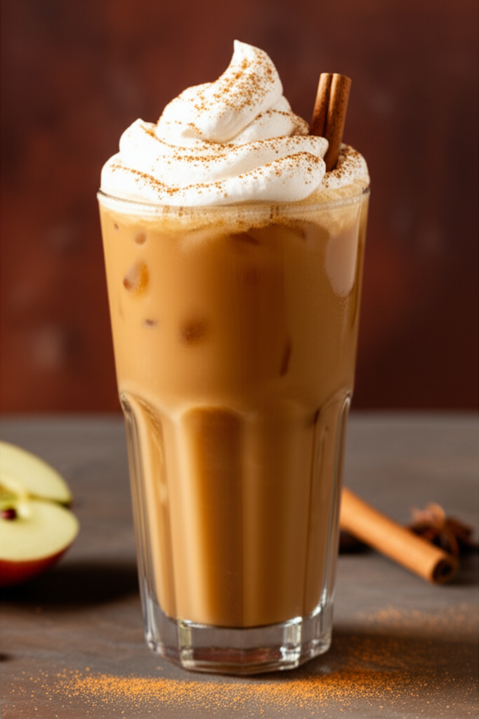 Caramel Apple Spice Iced Coffee in a glass