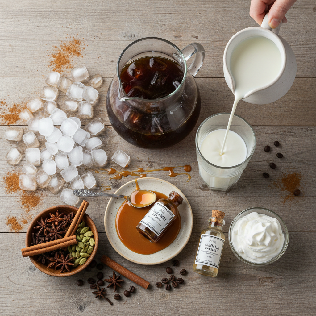 Ingredients for Caramel Chai Iced Coffee