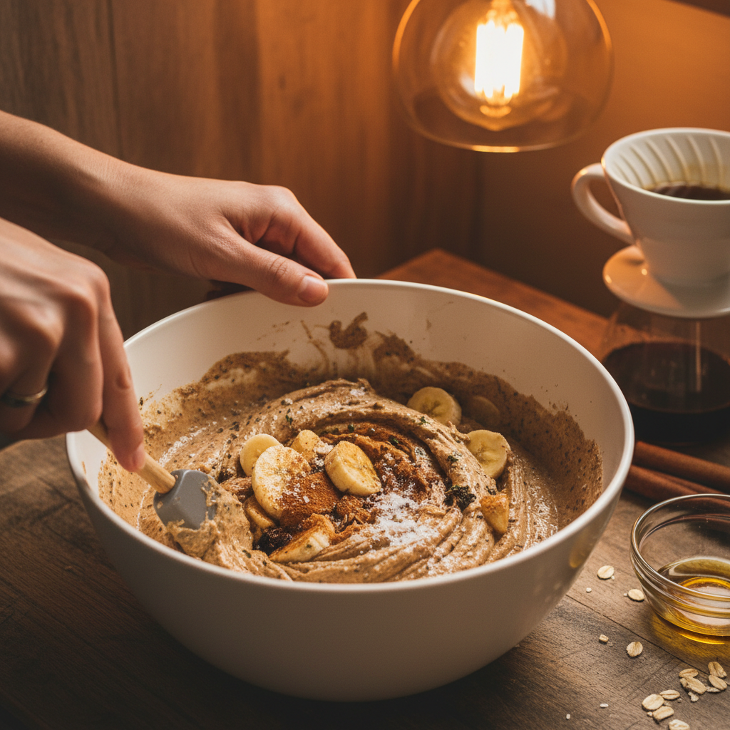 Banana mocha coffee smoothie in glass