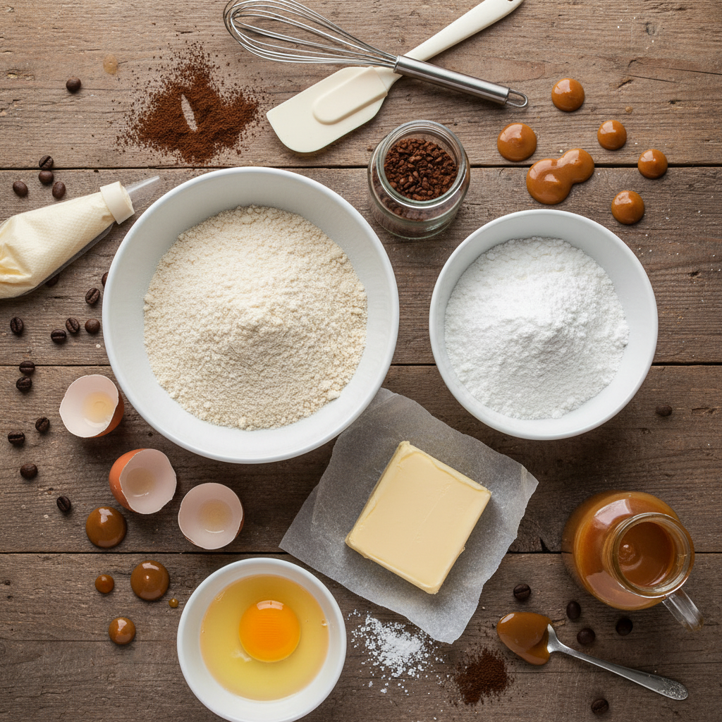 Ingredients for Macaron shells and filling