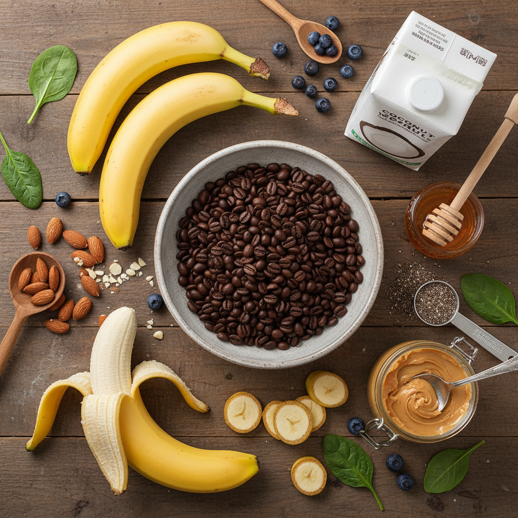 Coffee smoothie in a glass with straw