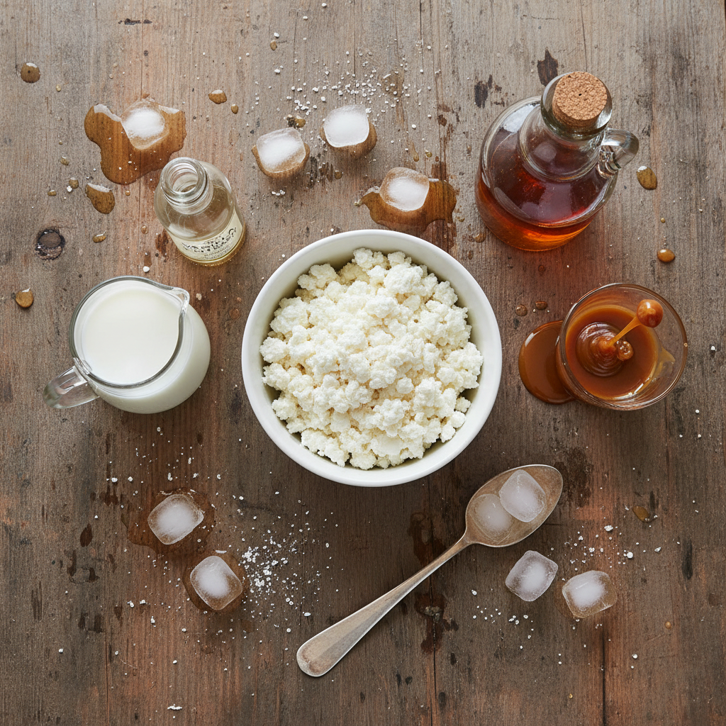 Ingredients for Caramel Cottage Cheese Frappe
