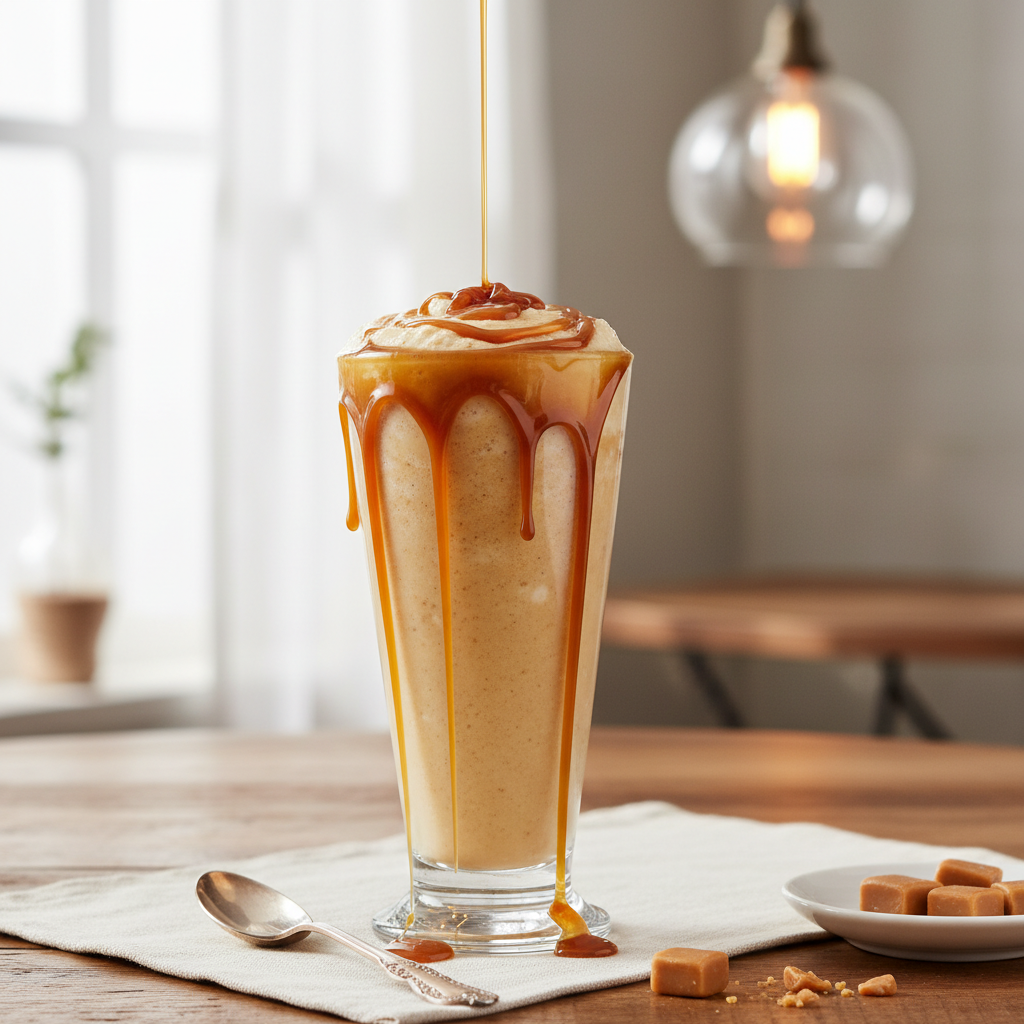 Finished Caramel Cottage Cheese Frappe ready to serve