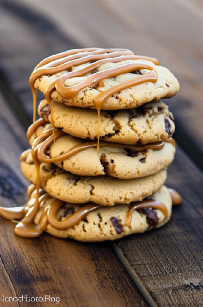 Freshly baked caramel macchiato cookies on a plate