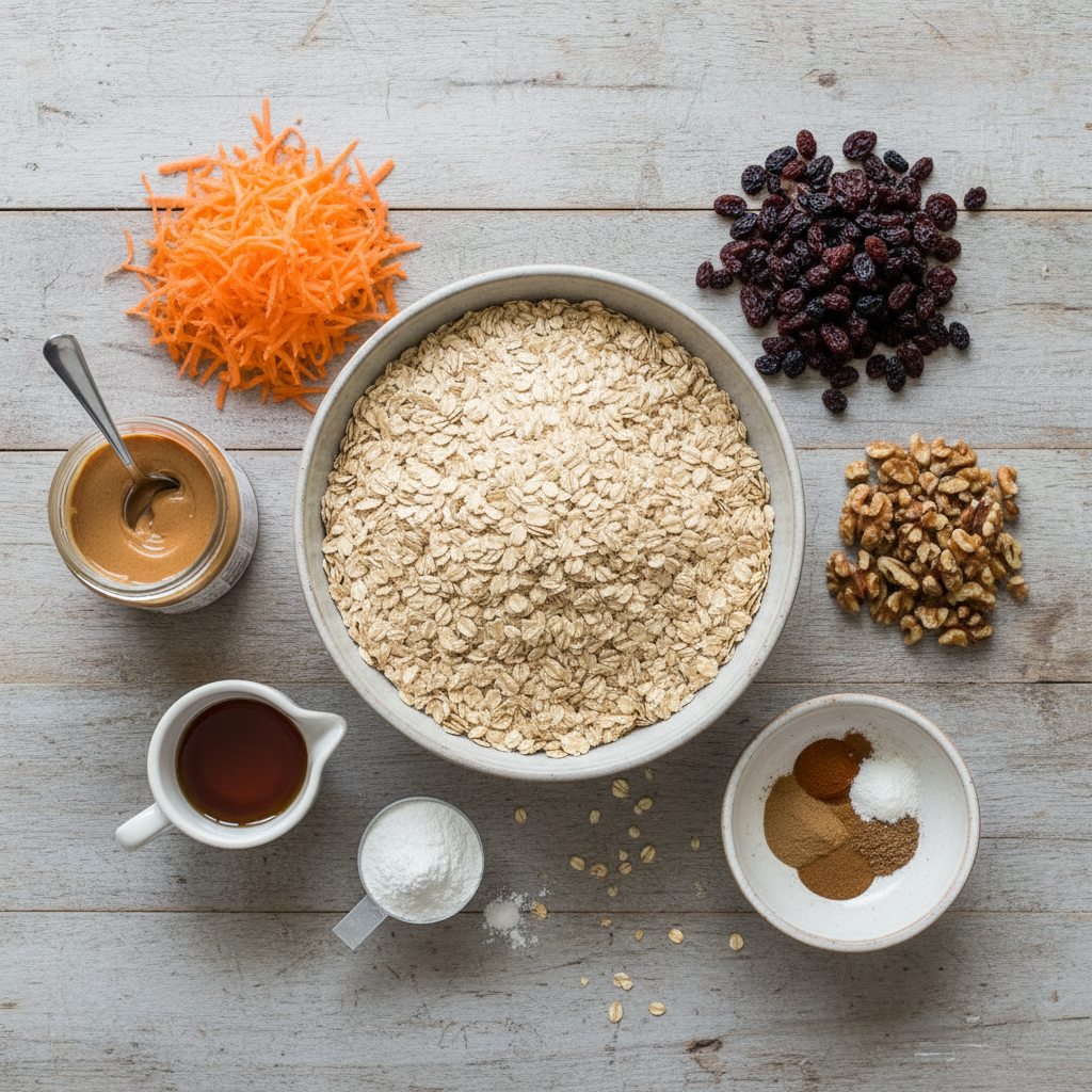 Ingredients for carrot cake protein balls