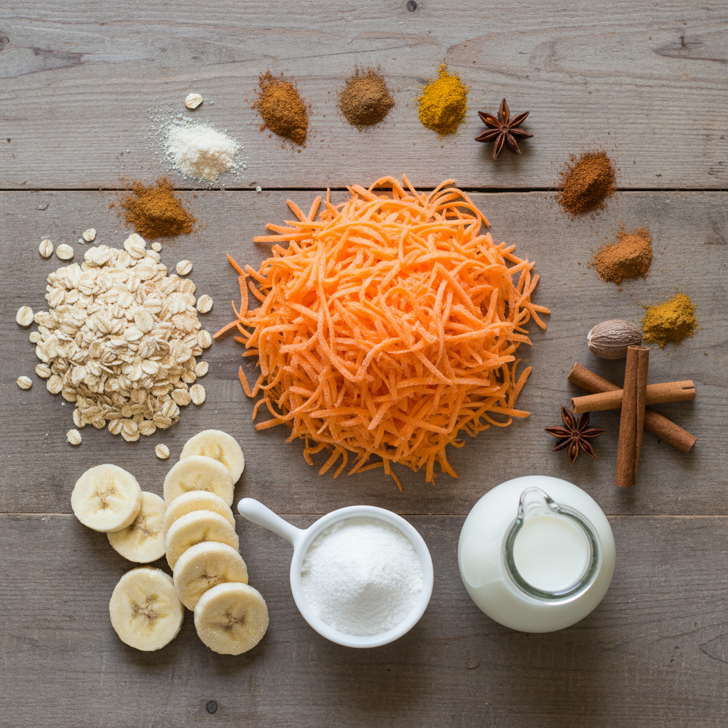Ingredients for carrot cake smoothie