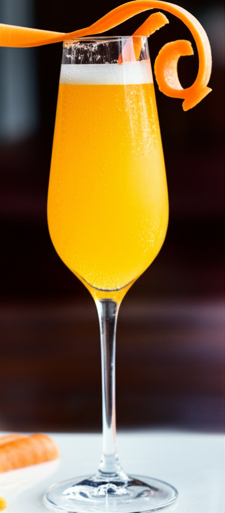Carrot Mimosa drink in a glass