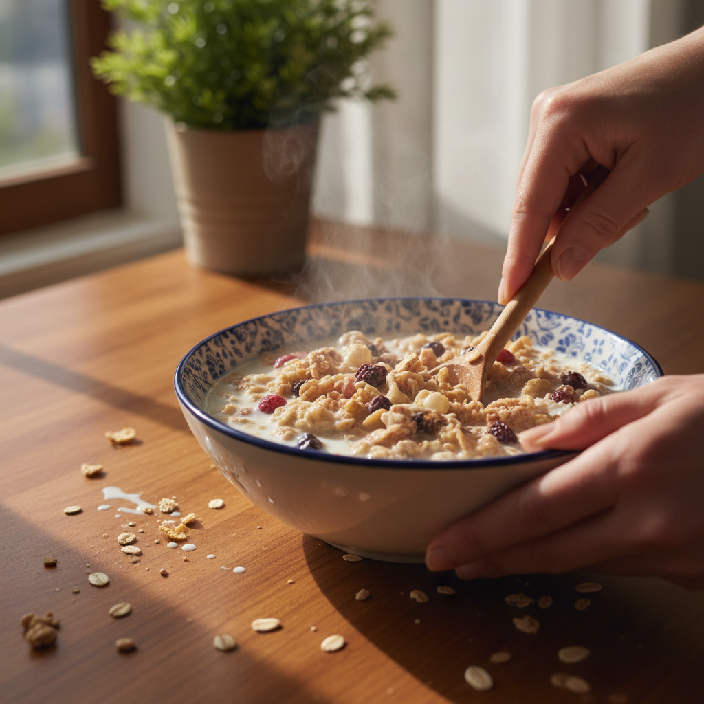 Steeping cereal in milk