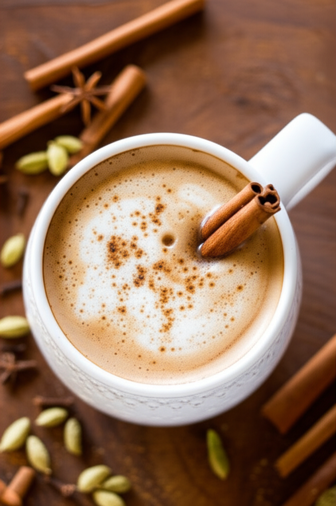 Cozy chai latte in a mug