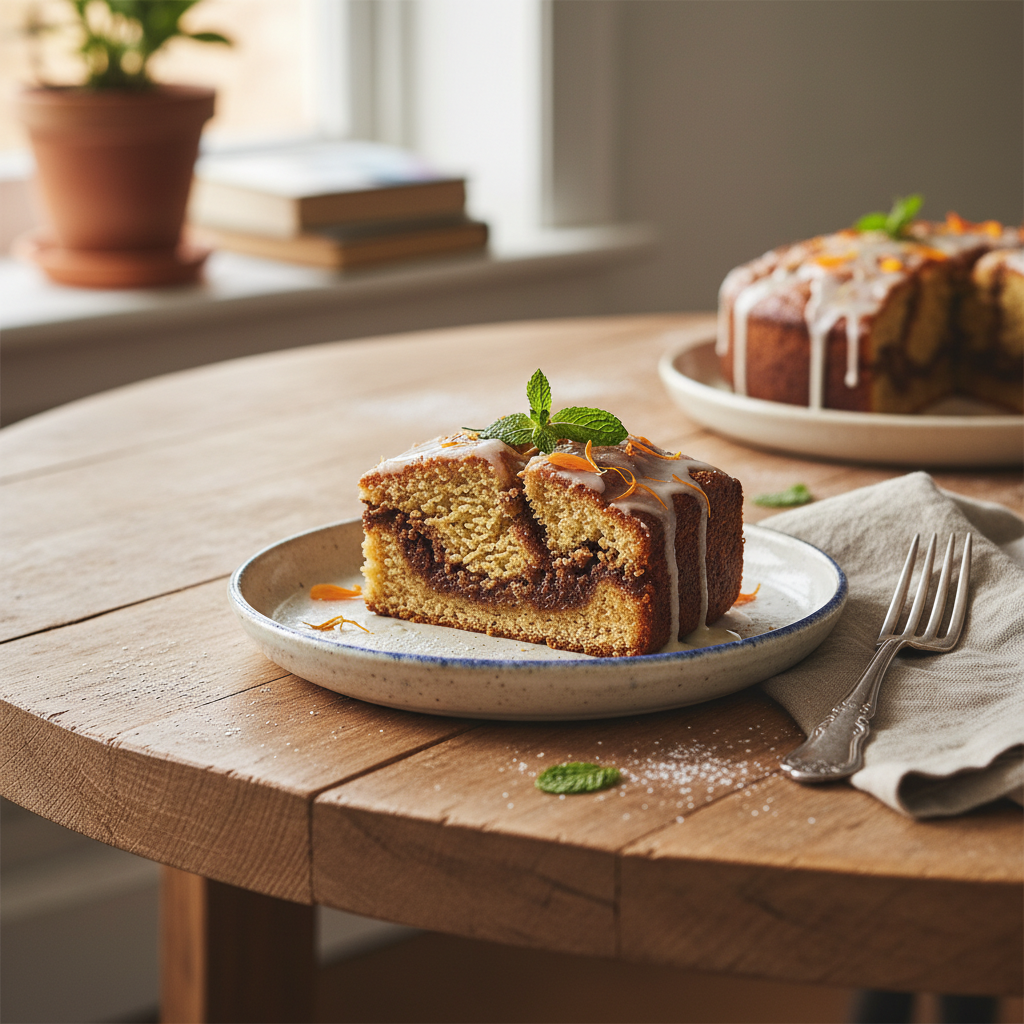 Fresh slices of chai spice coffee cake ready to serve