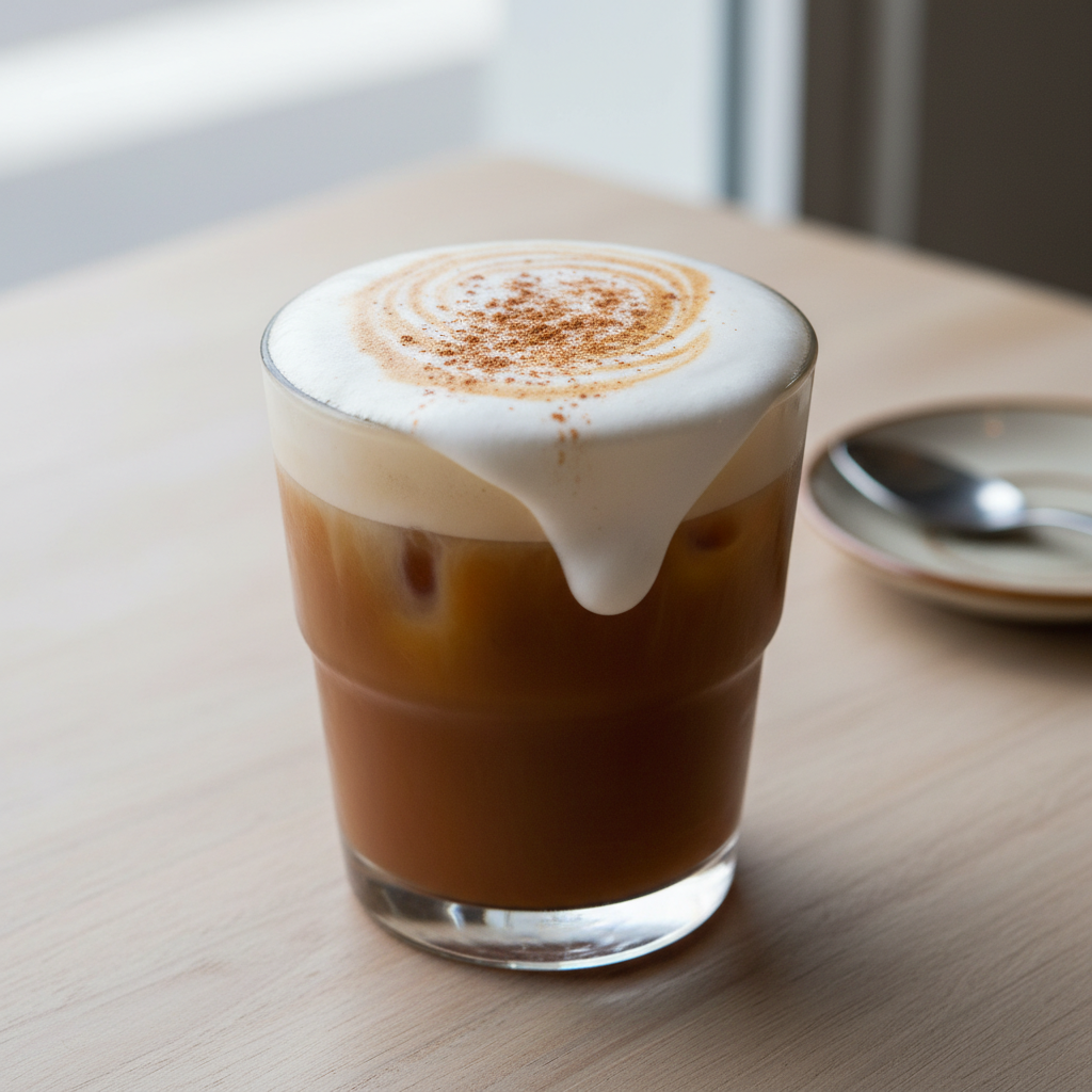 Finished glass of Chai Tea Cold Brew with garnish