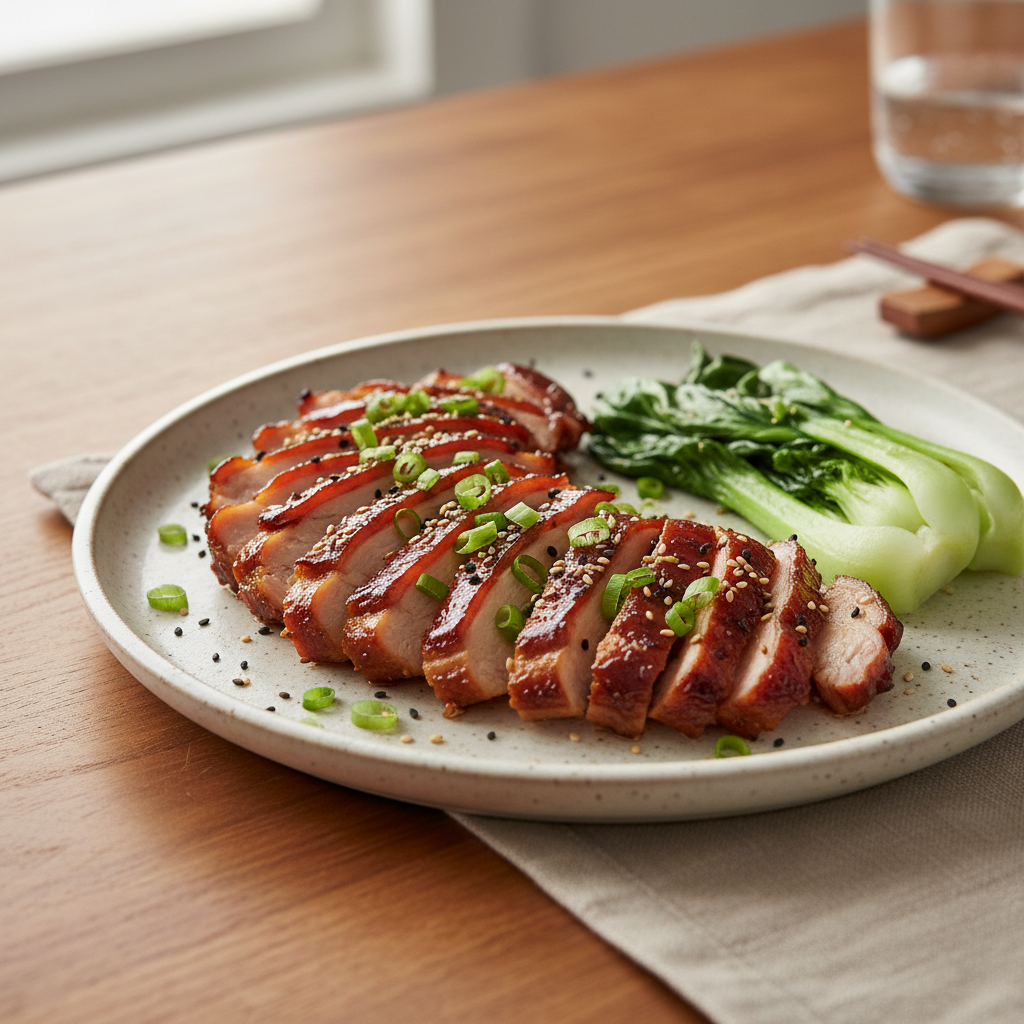 Finished Char Siu Chicken served beautifully