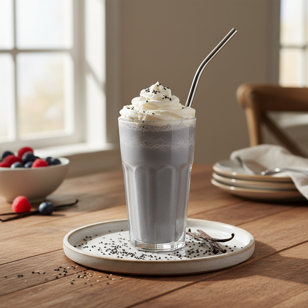 Charcoal vanilla frappe looking stunning and delicious
