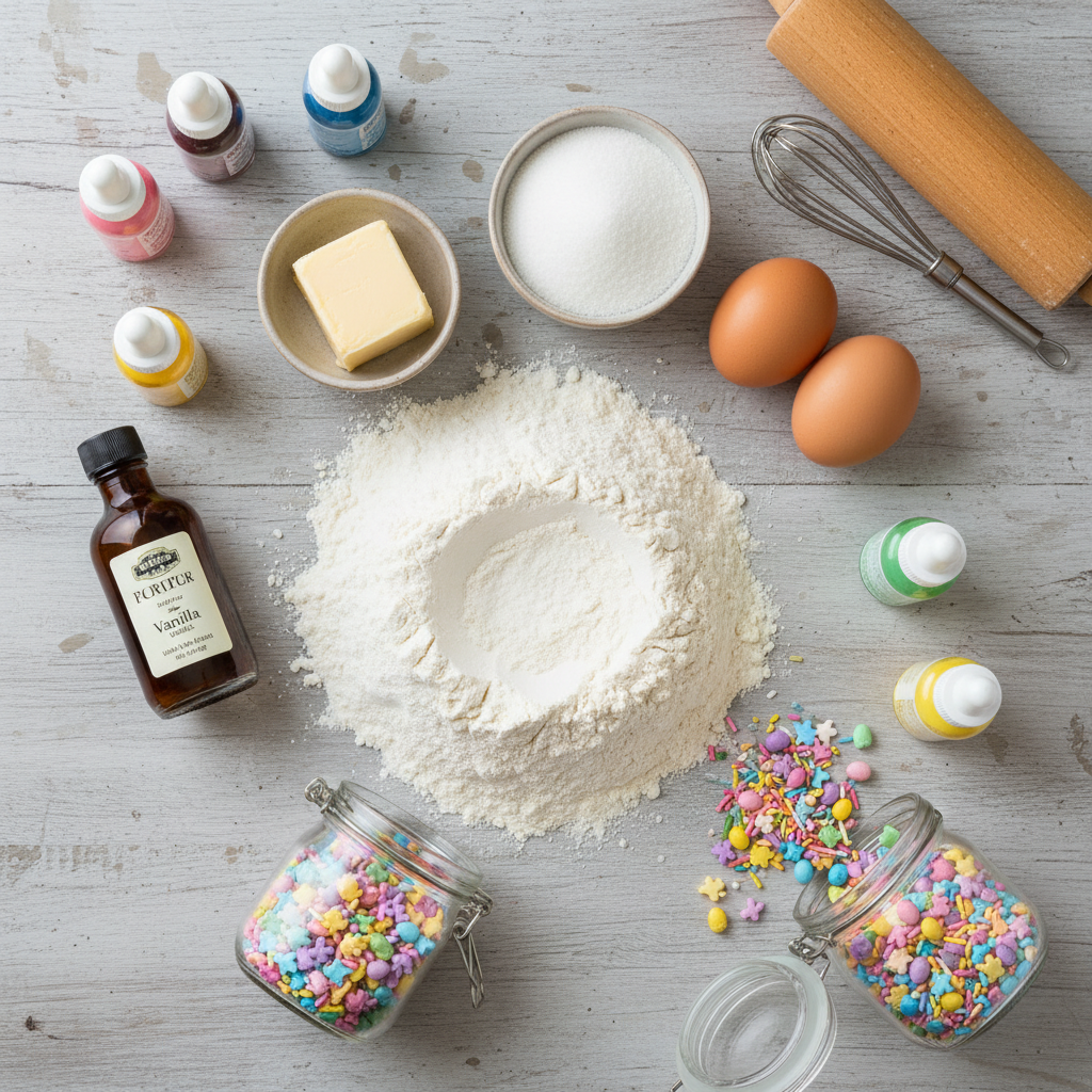 Ingredients for Easter Egg Sugar Cookies