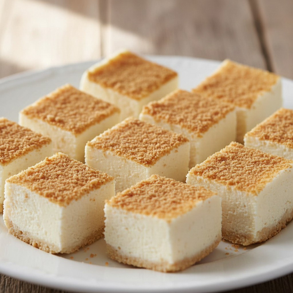 Cheesecake fudge squares ready to serve