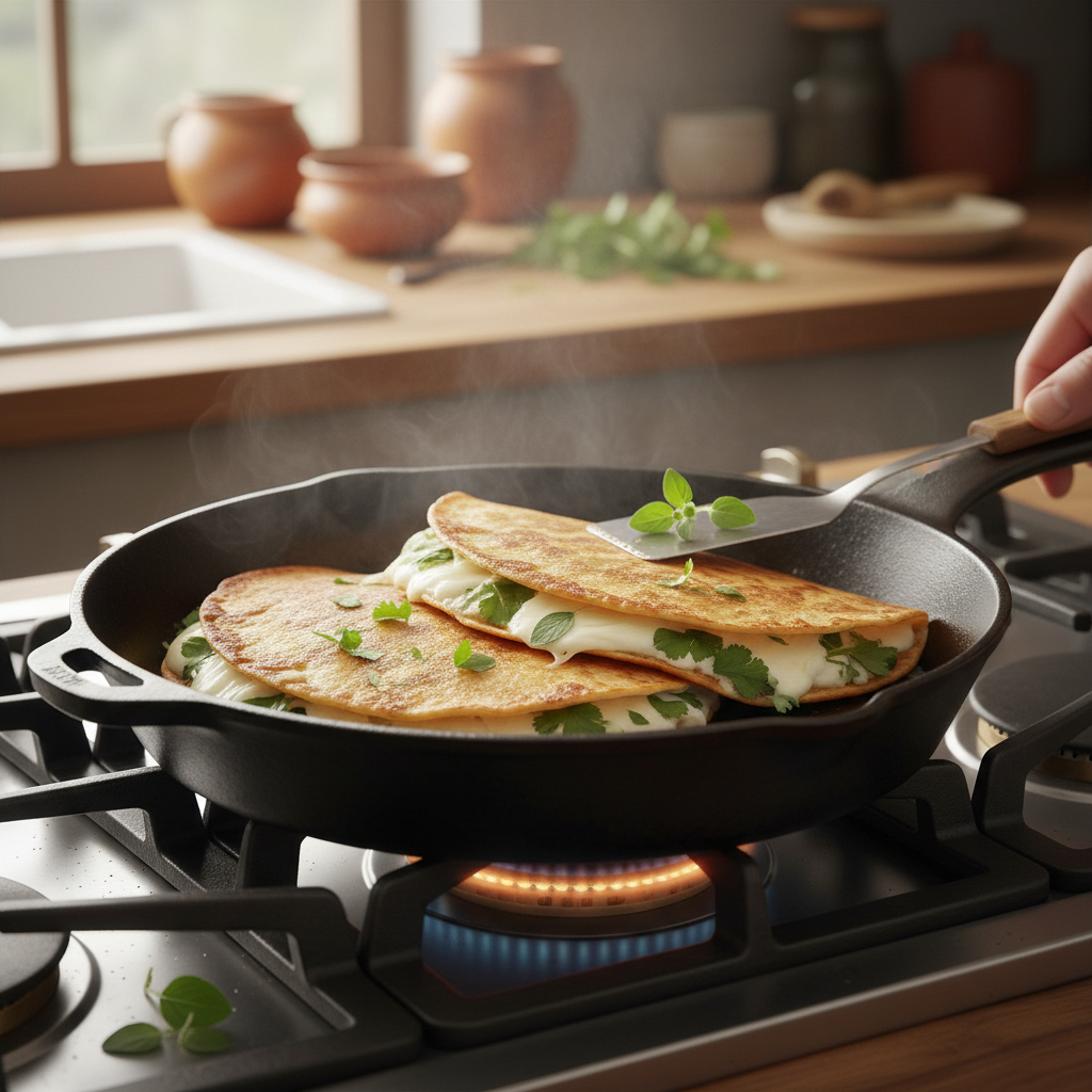 Quesadillas with ground beef and cheese served on a plate