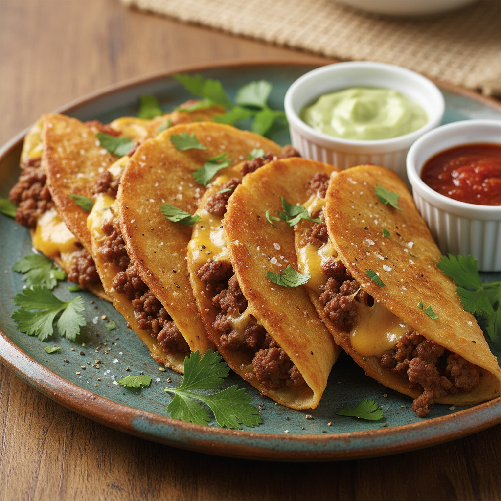 Quesadillas served with salsa and guacamole dips