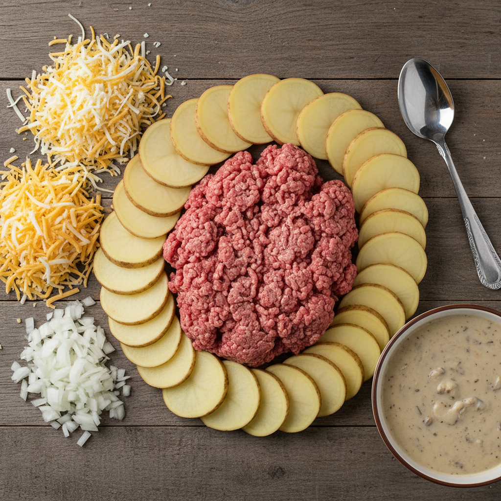Ingredients for Hamburger Potato Casserole