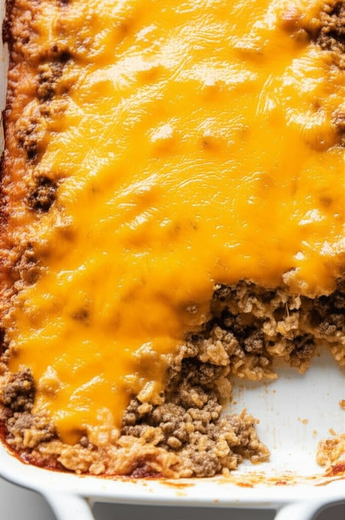 Cheesy Hamburger Rice Casserole plated meal