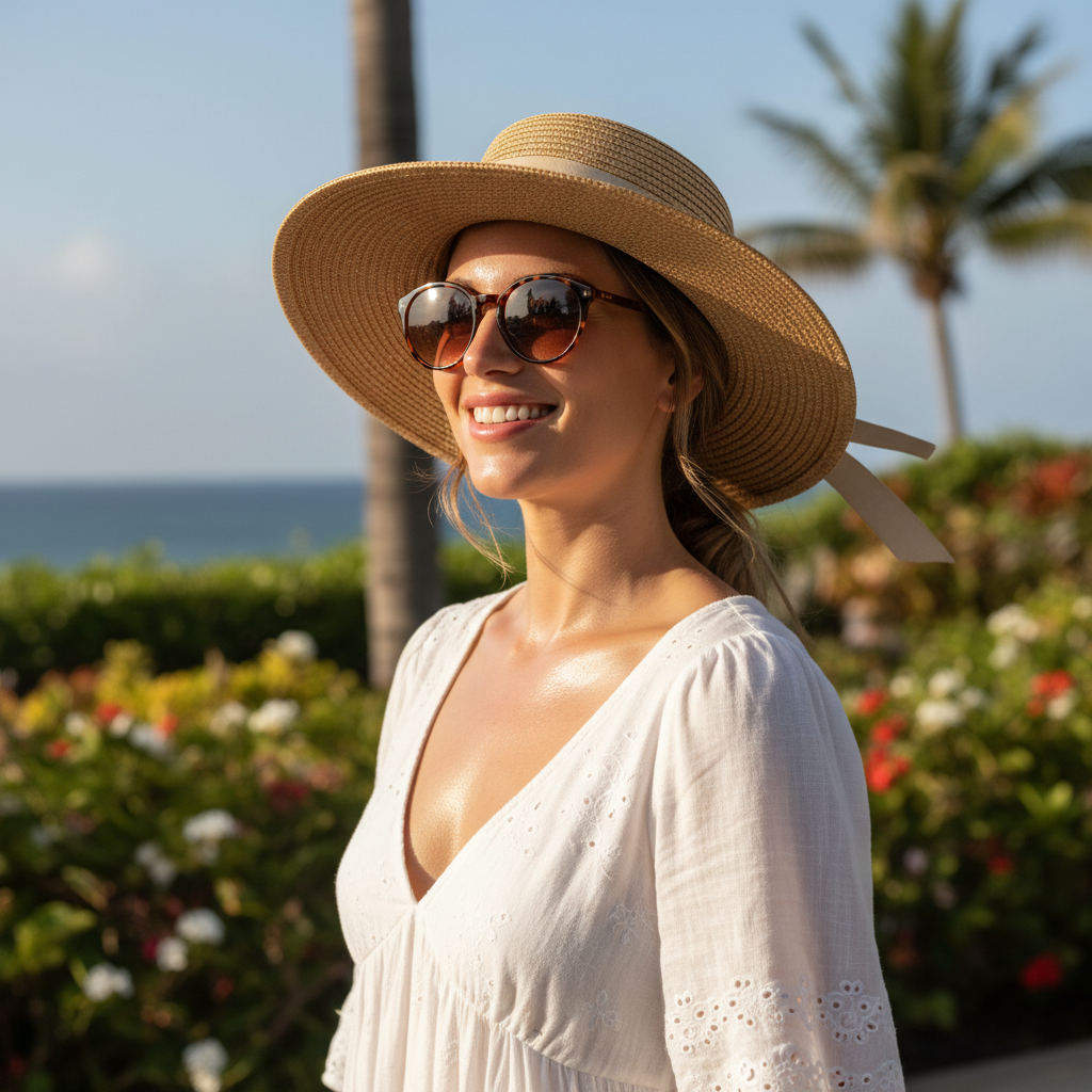 Youthful glowing woman smiling