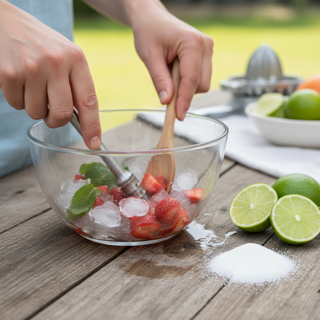 Strawberry Daiquiri served with garnishes
